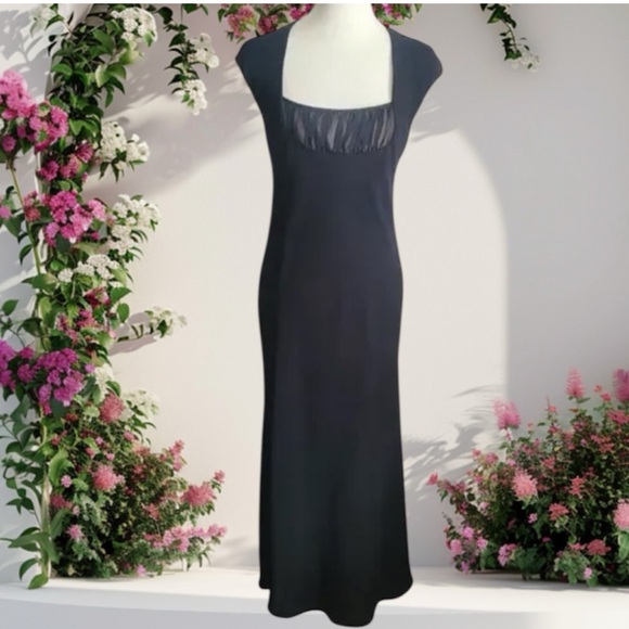 Vintage 90s Y2K Black Dress Jones New York Long Evening Gown Size 16 - Picture 11 of 11